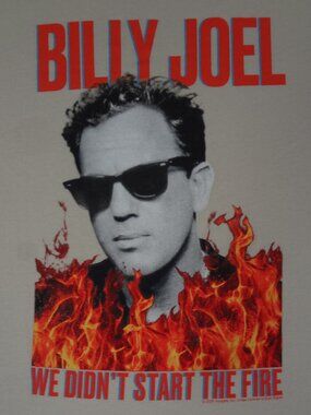 BILLY JOEL WE DIDN'T START THE FIRE - OFF-WHITE BEIGE MEDIUM (LEE) T-SHIRT L557
